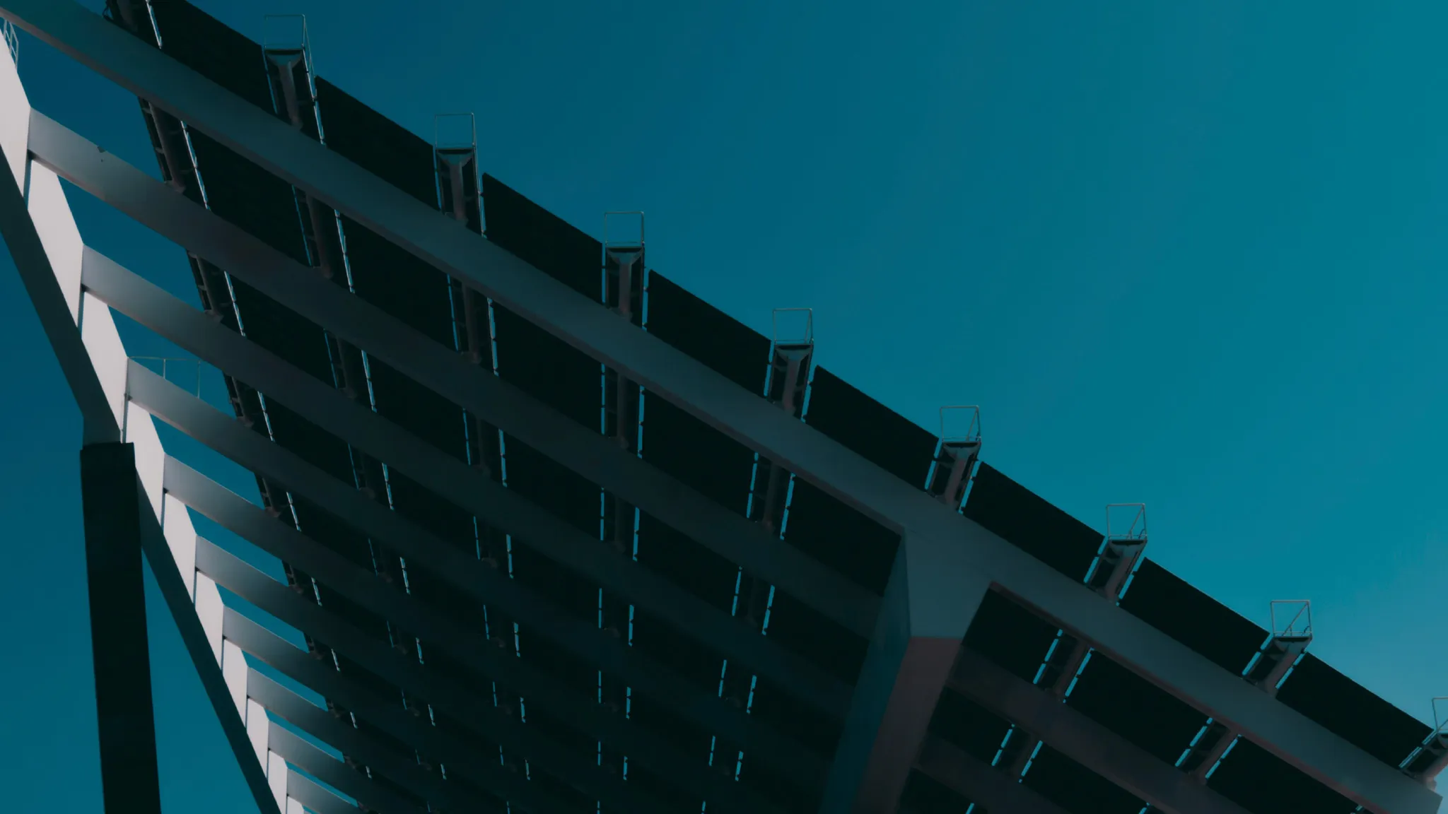 LARGE INDUSTRIAL SOLAR PANEL FROM BELOW