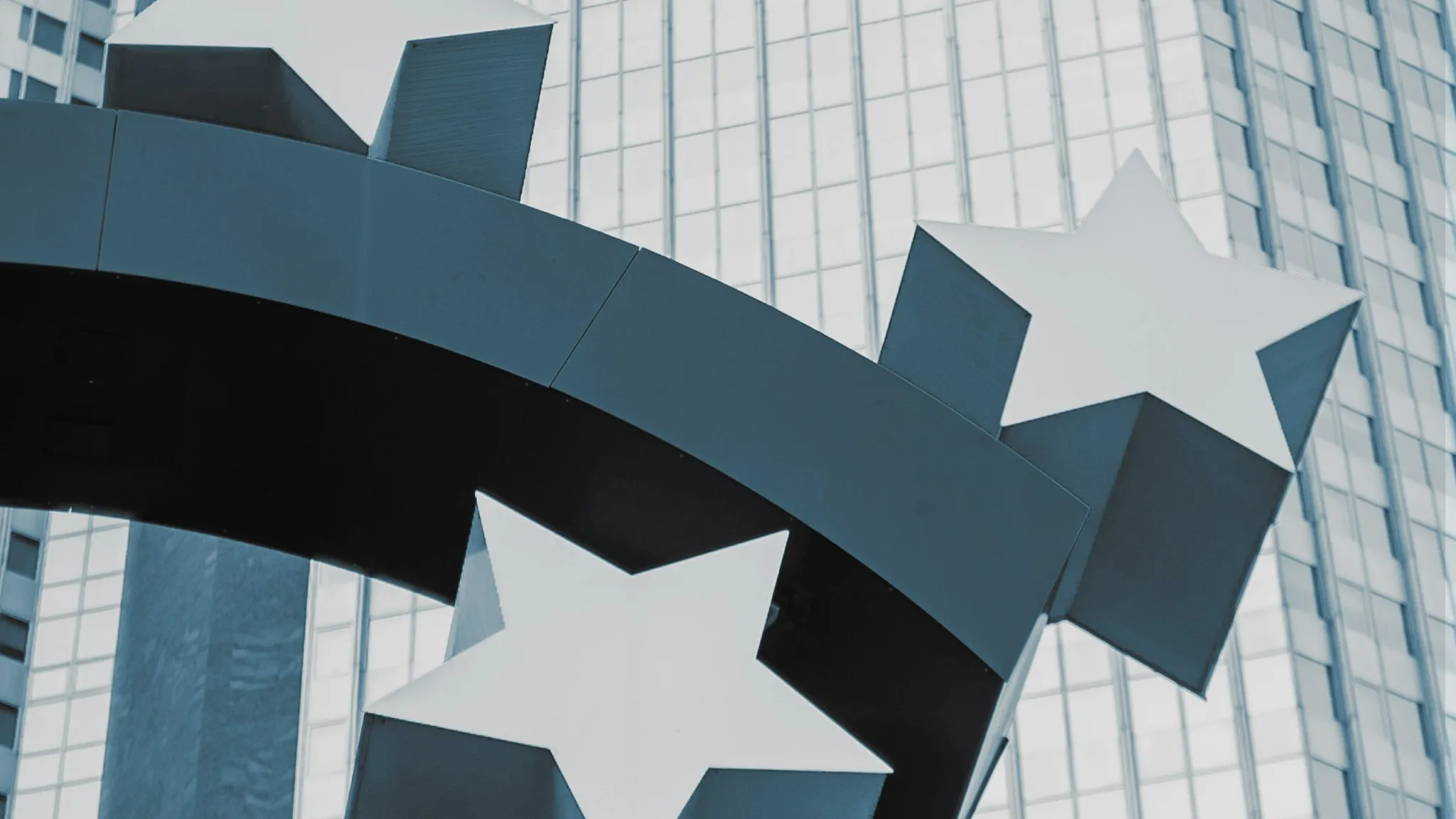 THE EURO SIGN WITH STARS IN FRANKFURT