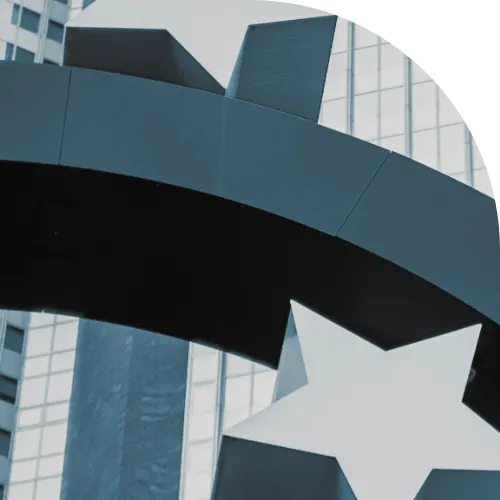 THE EURO SIGN WITH STARS IN FRANKFURT